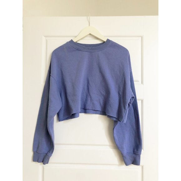 Crop Plain Crewneck Sweatshirt - Picture 1 of 3